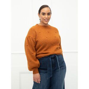 Eloquii Elements Sweater Womens Plus Sz 26/28 Brown Balloon Long Sleeve Pullover